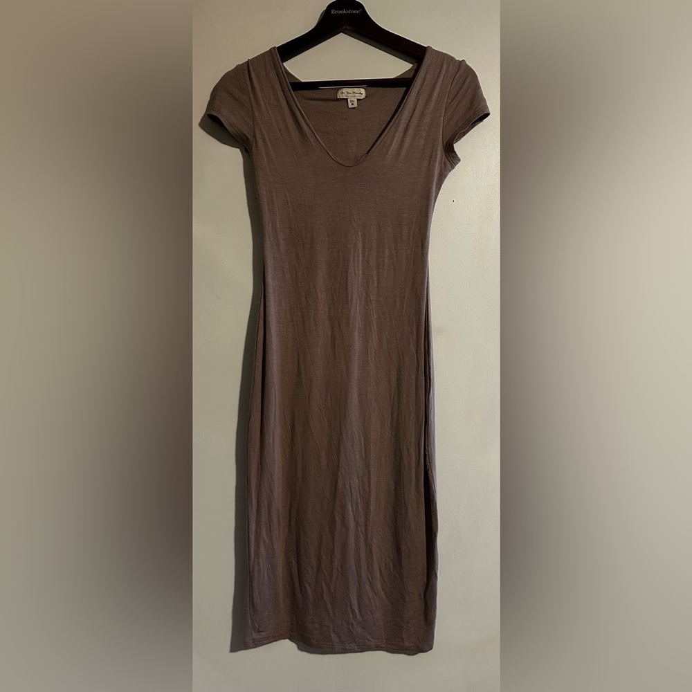 See You Monday Brown Midi T-Shirt Dress